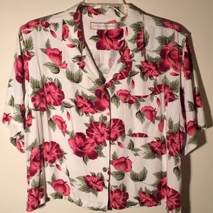 Vintage Tropical Cropped Blouse